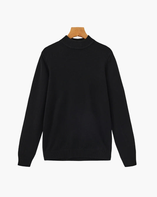 Essential Geripptes Stehkragenpullover